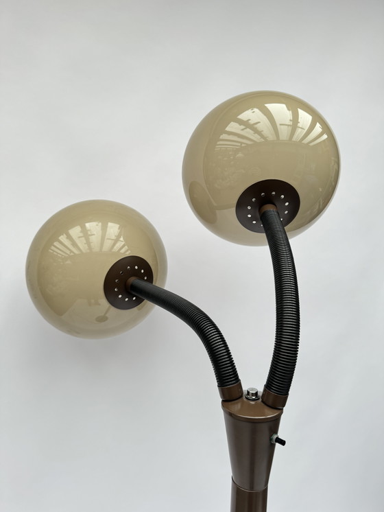 Image 1 of Vintage Brown Floor Lamp by Dijkstra - Dutch Design Mushroom Lamp, Space Age Classic