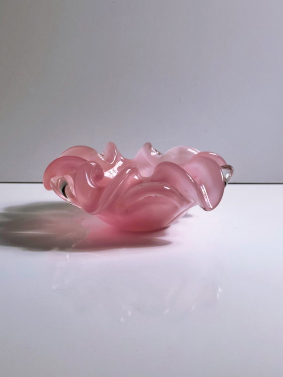 Image 1 of Murano Bowl / Ashtray 1950s Vintage Alfredo Barbini Vetreria G. Campanella Rosa Swirl