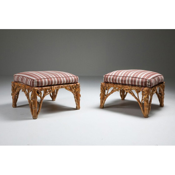 Image 1 of Pair of vintage ottoman, Arpex Italy Bamboo 1970s