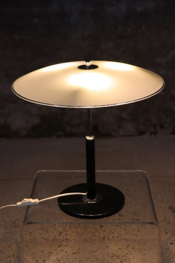 Image 1 of IKEA – Solist – Vintage Mushroom Desk lamp – B8802 – Black – Opal Glass