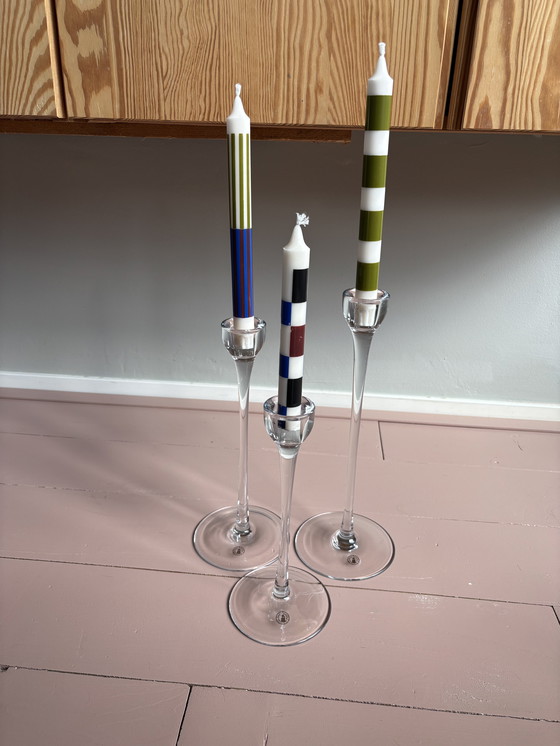 Image 1 of Juego de 3 candelabros de cristal, IKEA Blomster
