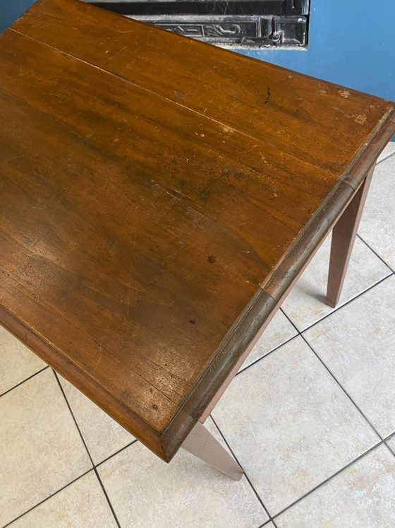 Schreibtisch mit einer großen Schublade aus massiver Eiche, um 1950, 78 x 58 cm – Wood (photo 8 of 19)