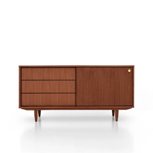 Sideboard T-S11 Schiebetür und Schubladen Teak gebeizt