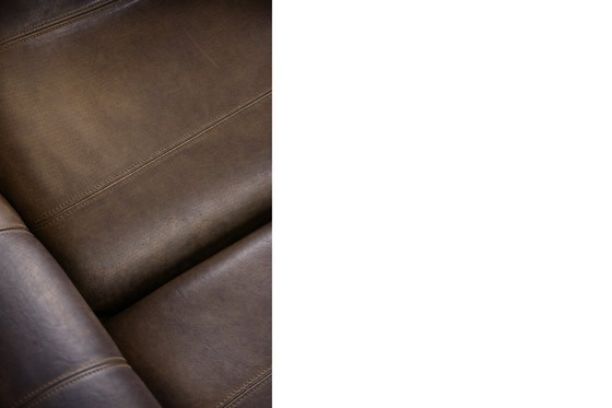 Image 1 of Originele vintage brutalistische DS-50 loungestoel van De Sede, bekleed met buffelleer, jaren 70.