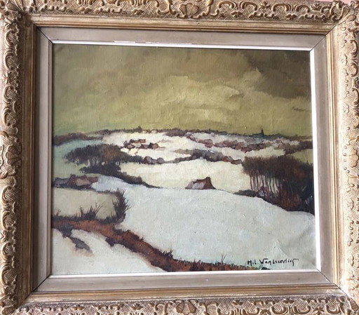 Hilaire Vanbiervliet Peinture de paysage d'hiver