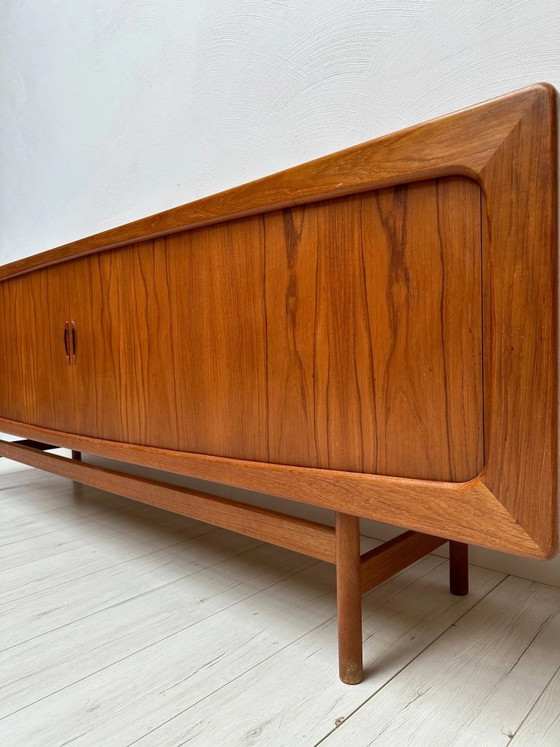 1960s Vintage Large Danish Design Teak Sideboard with Tambour Doors, OMANN JUN, Wood, Brown (photo 7 of 19)