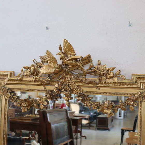 Image 1 of Large Antique Wall Mirror in Gilded Wood, Italy 19th Century