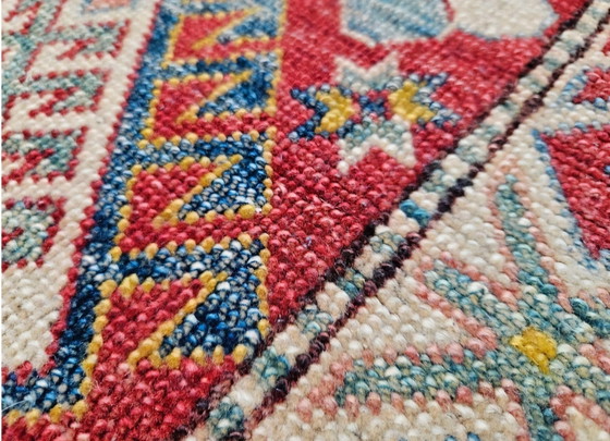 Image 1 of Handgeknoopt oosters wol Kazak tapijt loper Koraal Mint 64x205cm