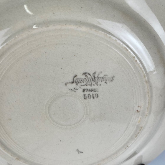 Image 1 of Set of 6 Sarreguemines dinner plates with floral motif, first half of the 20th century