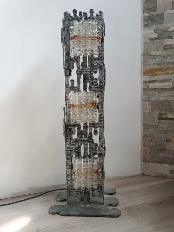 Image 1 of Brutalistische, skulpturale Stehlampe von Albano Poli für Poliarte, 1970