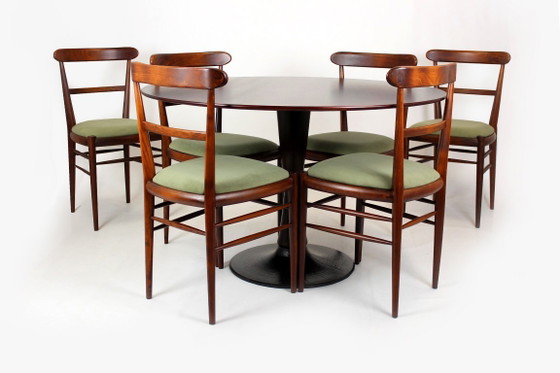 Image 1 of Gerestaureerde eethoek in mid-century modern stijl, Tsjechoslowakije, jaren 60, set van 7