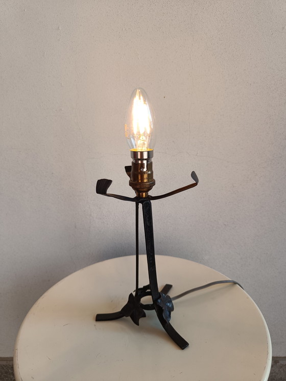 Image 1 of Lampada da tavolo Art Déco con paralume in vetro Degué firmato, Francia, anni '30.