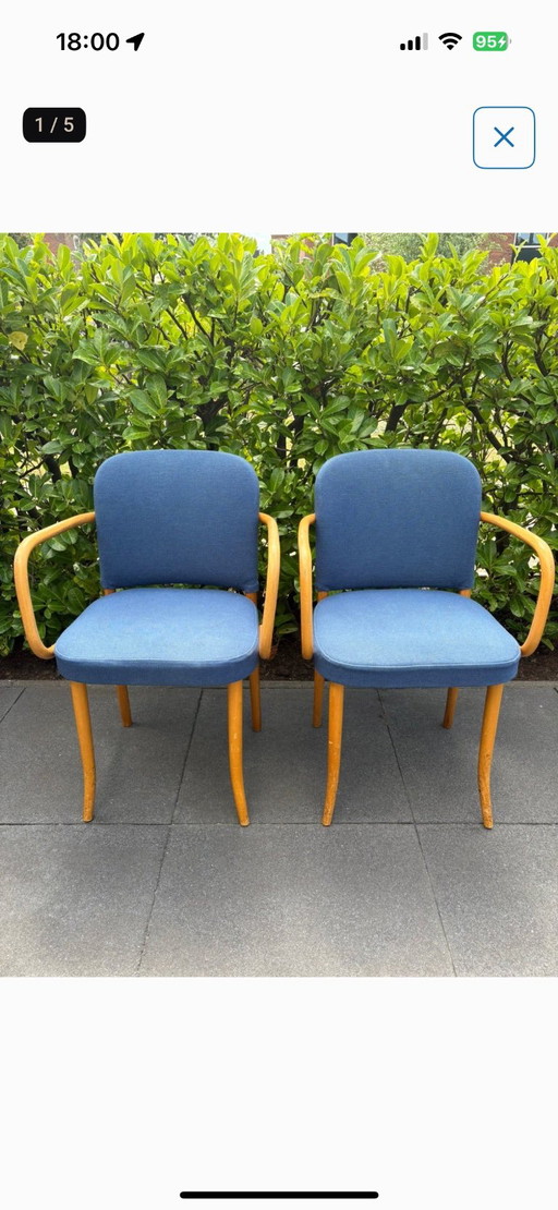 Set Van 2 Josef Hoffmann 811 / Prague Stoelen – Ligna/Thonet, Jaren 70 – eetkamerstoelen, Wood