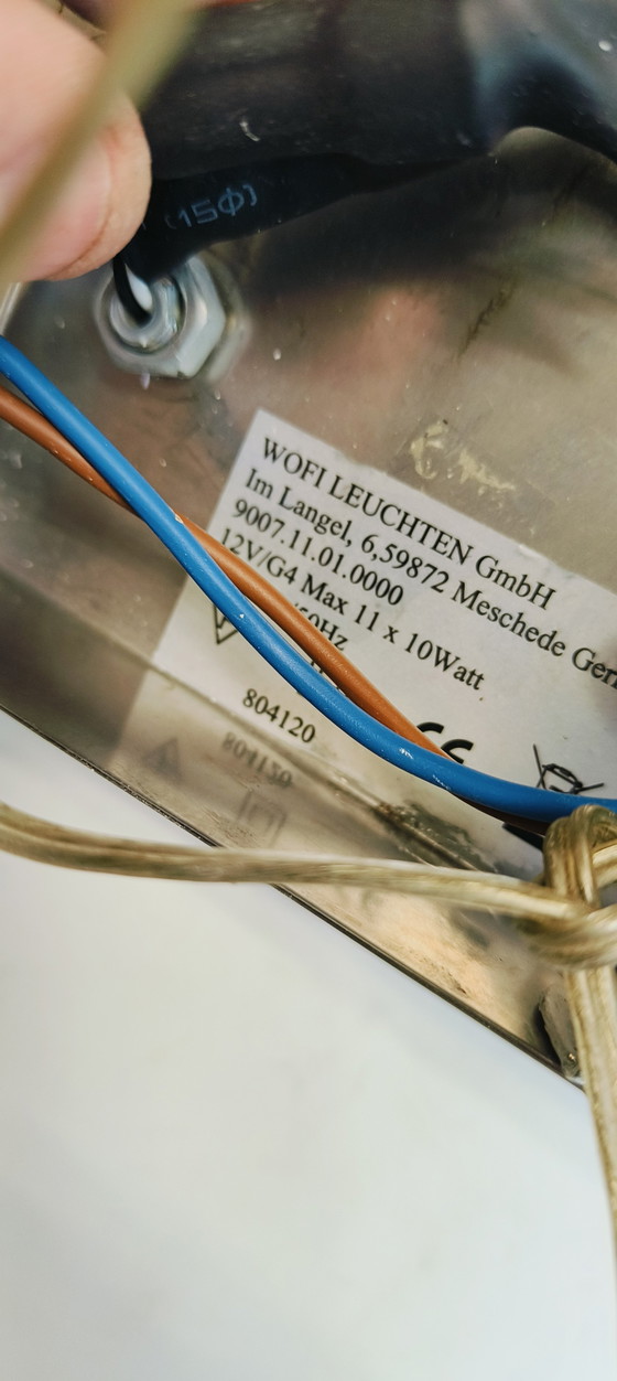 Image 1 of Modernist chrome sofa Germany halogen ceiling lamp from the 1980s in the style of Sciolari