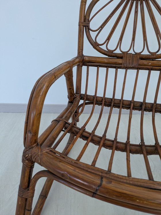 Image 1 of Salon en bambou - Fauteuils, table basse et porte-manteau - Vintage