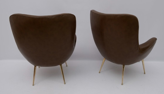 Image 1 of Pareja de sillones de diseño italiano moderno de mediados de siglo, años 50