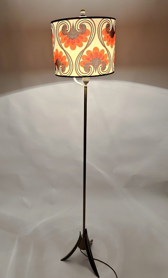 Vintage 60s Floor light, Metal, Textile, Black (photo 5 of 14)