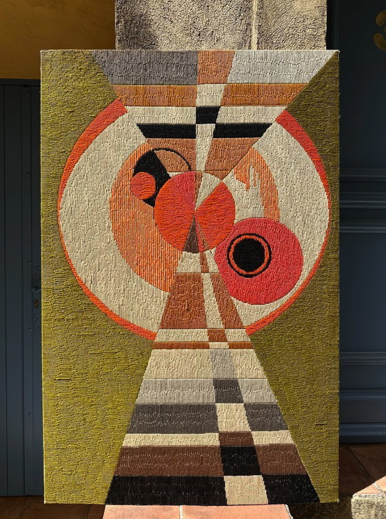 Image 1 of xGroßer kinetischer Original-Wandteppich OPart. Frankreich, 70er Jahre