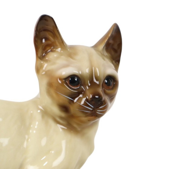 Koppel Beeldjes Siamese Kat Geglazuurd Keramiek Japan – Beeldhouwkunst, Ceramic (photo 11 of 13)