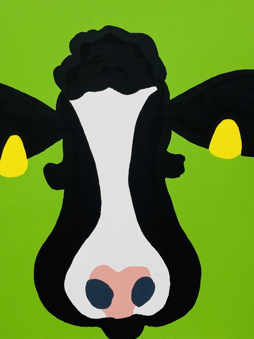 Anna - Serigrafia mucca - Verde chiaro