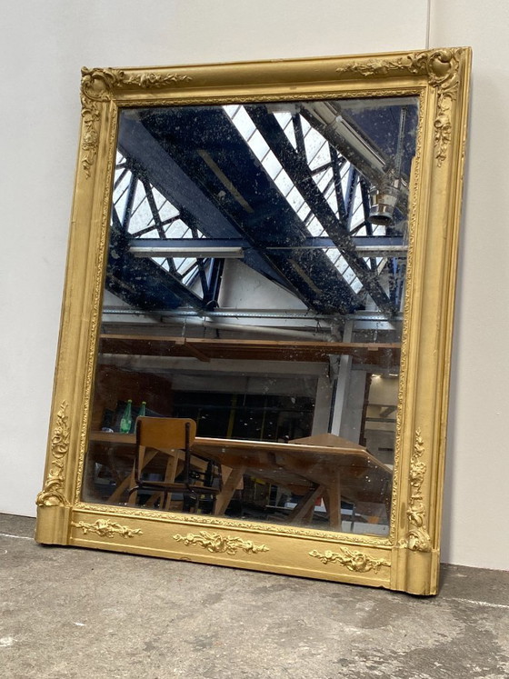 Image 1 of Stuccoed and gilded wooden mirror, 110cm high, 19th century, France