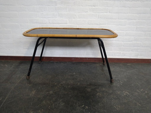  Rohé Noordwolde salontafel in rotan met zwart glas