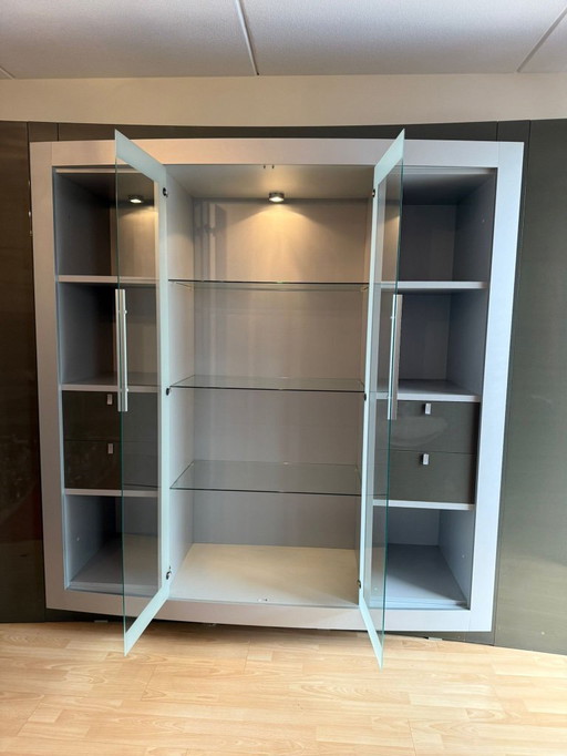 Vintage Wandkast Met Vitrine
