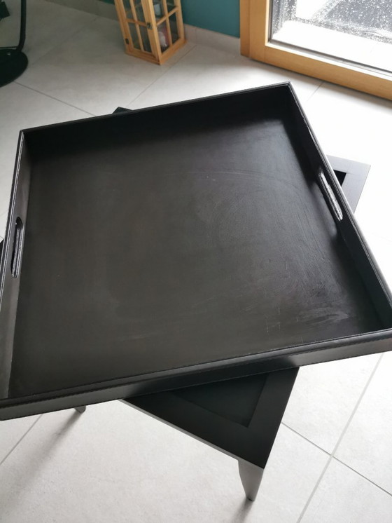 Image 1 of Bonacina Astoria salontafel, bijzettafel, hout en bruin leer