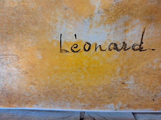 Porta vintage in resina con rami e foglie, firmata LEONARD, 1980