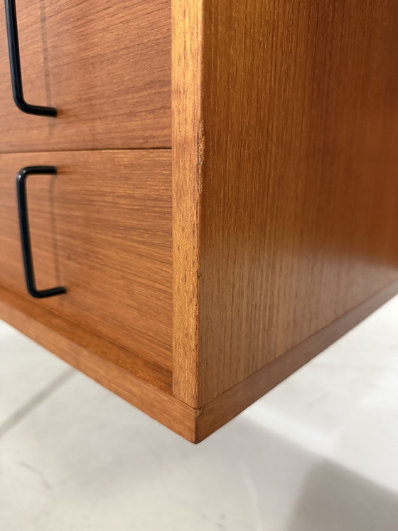 Image 1 of Günter Renkel Schreibtisch aus Teakholz und schwarzem Stahl 1960er Jahre