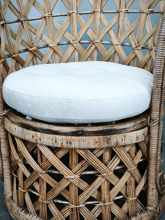 Image 1 of Een paar Italiaanse bamboe- en rotanfauteuils, jaren 60.