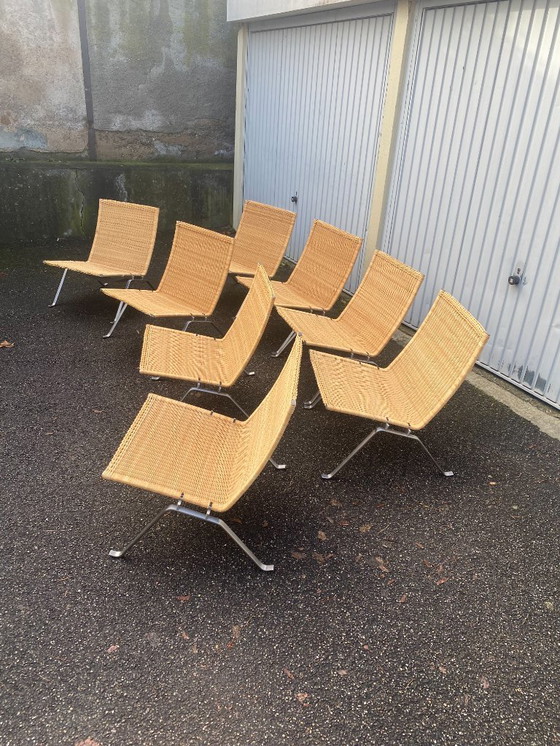 Image 1 of Set di 8 poltrone Pk22 di Poul Kjaerholm, firmate Fritz Hansen