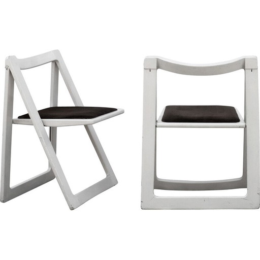 Pair of vintage Trieste chairs in wood and velvet by Jacober Aldo and D'Aniello for Bazzani Itaky, 1970