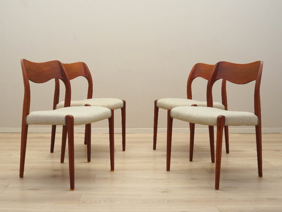Image 1 of Set di quattro sedie in teak, design danese, anni '60, designer: Niels Otto Møller