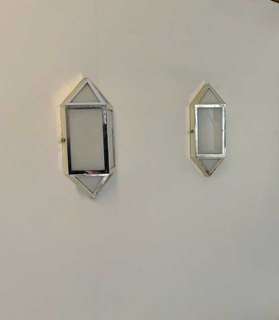 Image 1 of Coppia di applique vintage, ABS cromato e Perspex satinato, Francia, 1980