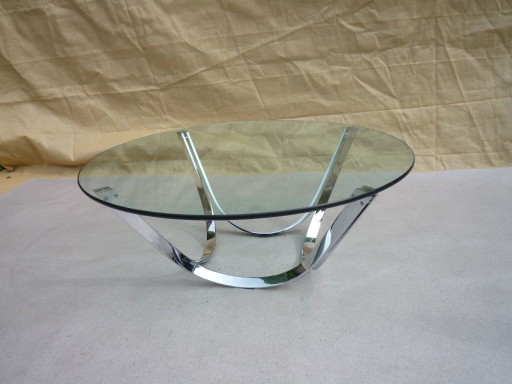 Salontafel van Knut Hesterberg, glas en staal. – Ronald Schmitt