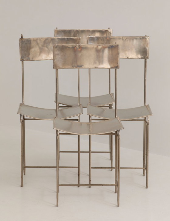 Image 1 of Conjunto de 4 sillas de artista de metal cromado, circa 1960/70