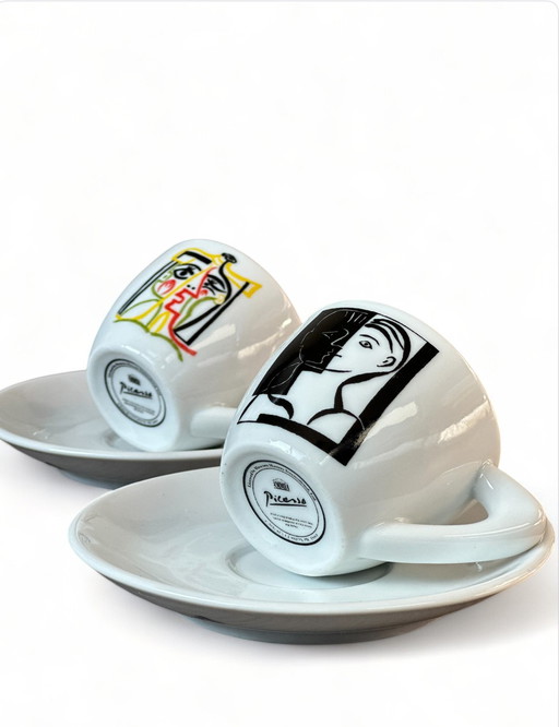 Two Porcelain Pablo Picasso Coffee Cups Plus Saucers