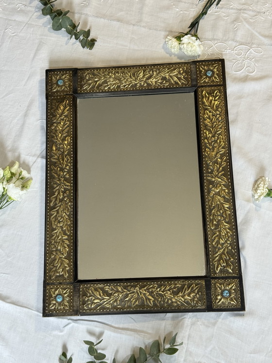 Image 1 of Rare vintage turquoise mirror