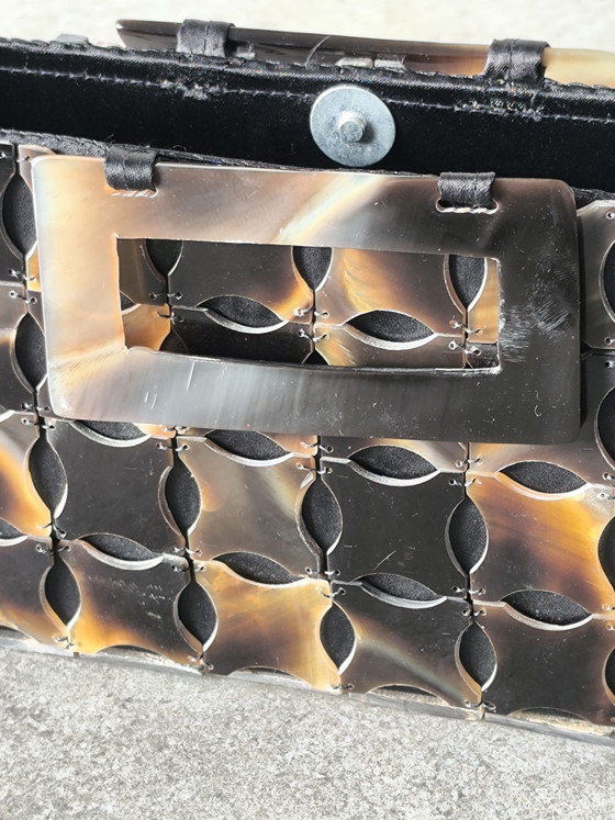 Mid-Century style geometric Lucite Clutch/handbag tortoise shell motif eyecatcher, Clutches, Plexiglass (photo 8 of 14)