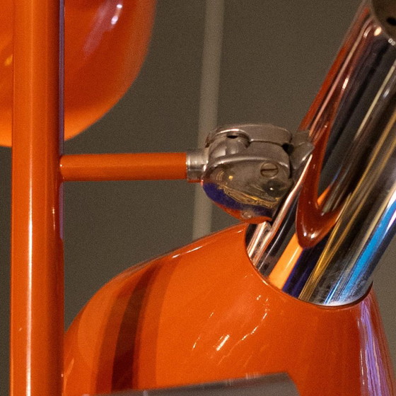 Vintage Space Age Verstelbare Hanglamp met 4 Spots in Verchroomd Staal & Oranje Lak, jaren 70 – Hanglampen (photo 2 of 12)