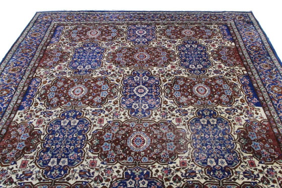 Image 1 of Toile persane originale nouée à la main à Tabriz, patine bleue, style vintage, 332 x 219 cm