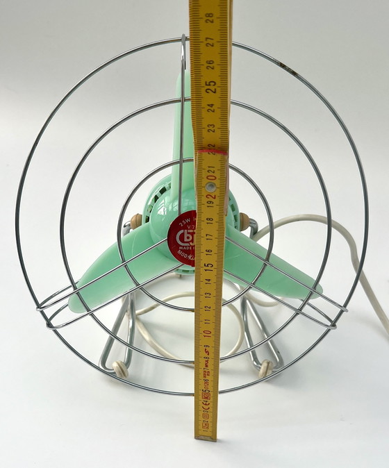 Image 1 of Ventilatore da tavolo vintage italiano “bjm” – verde menta – anni '50/'60
