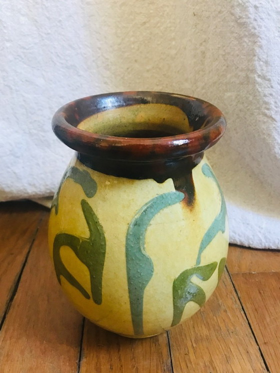 Image 1 of Vallauris geglazuurde terracotta vaas, Sauveur Lunetta vintage