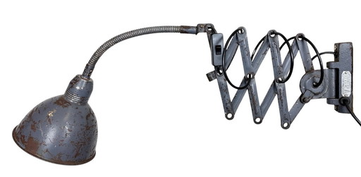 Lámpara de pared industrial gris tipo tijera de Elektroinstala, década de 1960