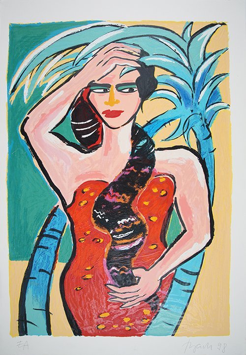 Bach, Elvira - Bajo la palmera - Construcción 3D - Firmado a mano