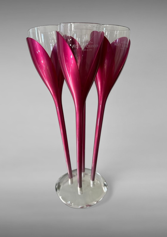 Image 1 of Moet & Chandon Champagne Tulip Flutes and Stand, Set of 4