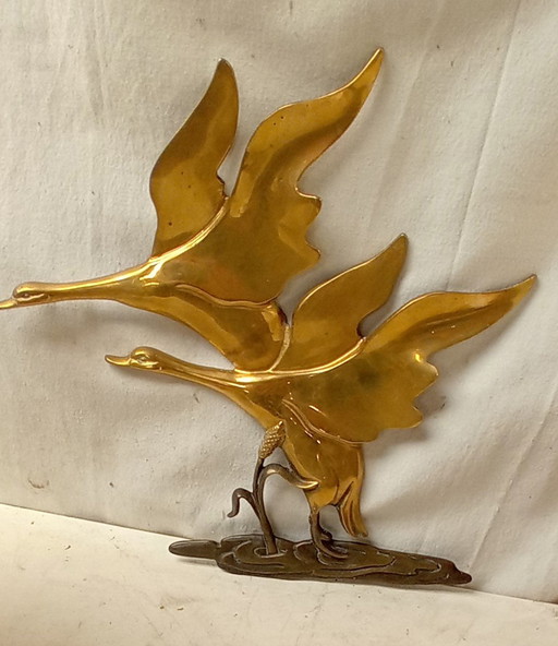 Oiseaux muraux en laiton vintage