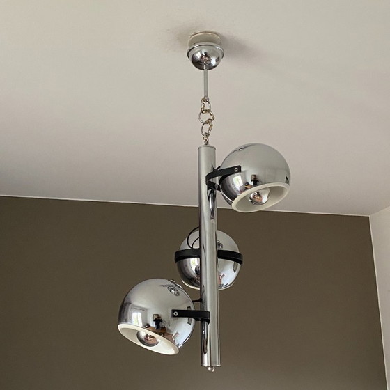 Image 1 of Dreikugelige Pendelleuchte „Eye Ball“. 1970. Weltraumzeitalter.