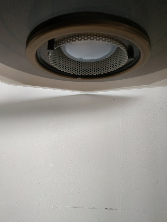 Image 1 of Vintage Adjustable Hexagon Massive Glass Ceiling Lamp (Brushed Brass)